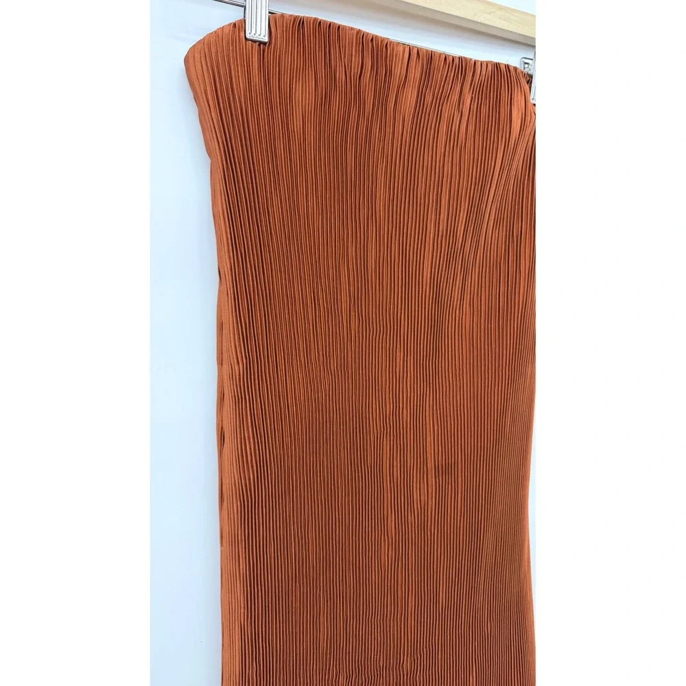 Abercrombie & Fitch Strapless Pleated Maxi Dress Womens Small Rust Copper